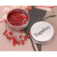 Tupalizy 1/8 Inch Small Round Head Map Tacks Pins for Home Office Use and DIY Craft Project (Red, 100PCS)