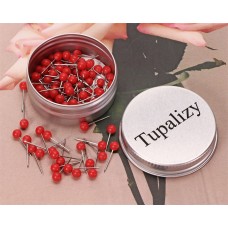 Tupalizy 1/8 Inch Small Round Head Map Tacks Pins for Home Office Use and DIY Craft Project (Red, 100PCS)