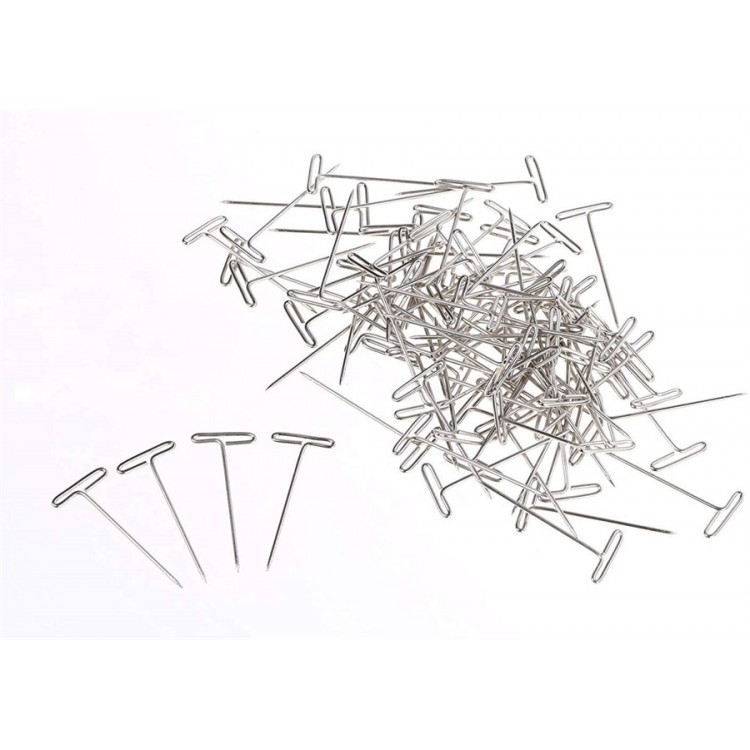 T Pins, 100 Pcs 1.25 Inch - Nickel Plated Steel Wire Wig T-pins